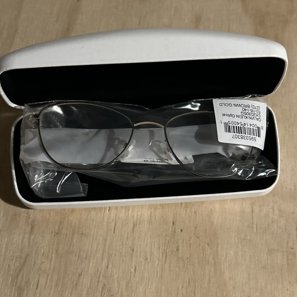 Calvin Klein Woman's Glasses 53-18–140 Brown Gold NEW Msrp 197 With Case NWT - Picture 8 of 9